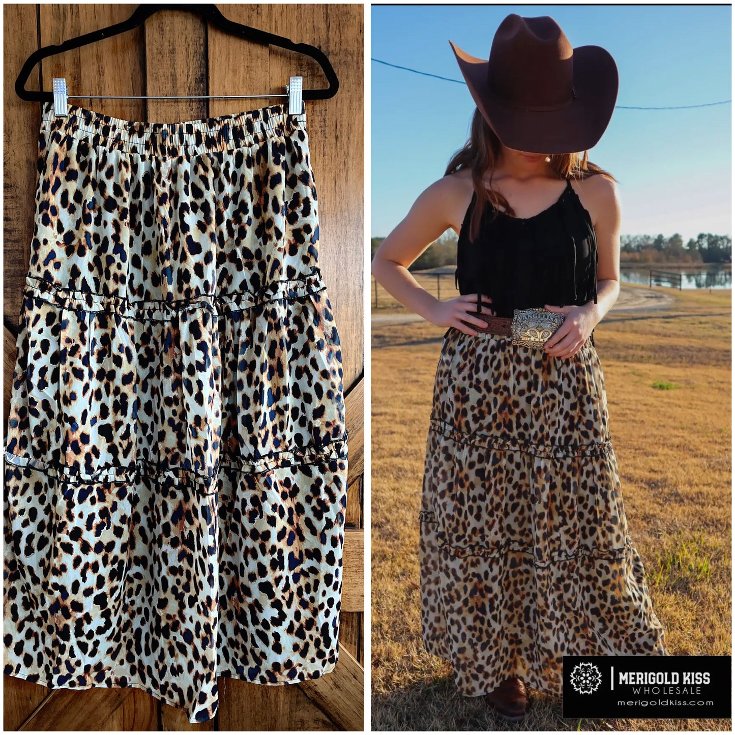 Leopard Chiffon Maxi Skirt