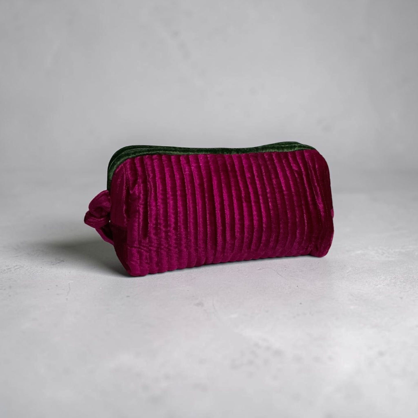 Fuchsia/Green Velvet Toiletry Bag
