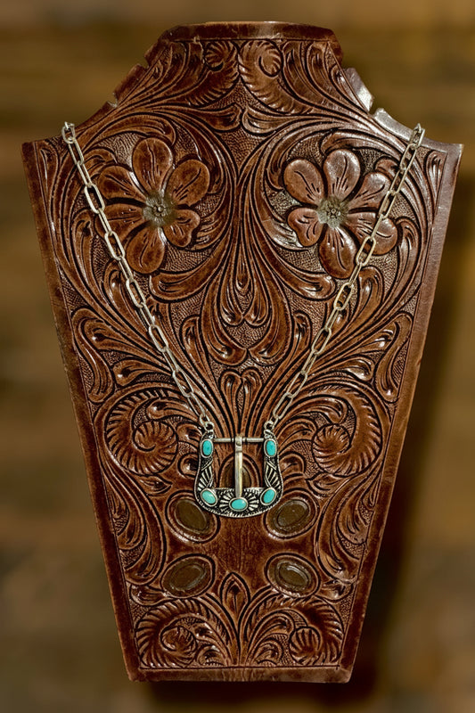 Buckle Necklace with 5 Turquoise Stones