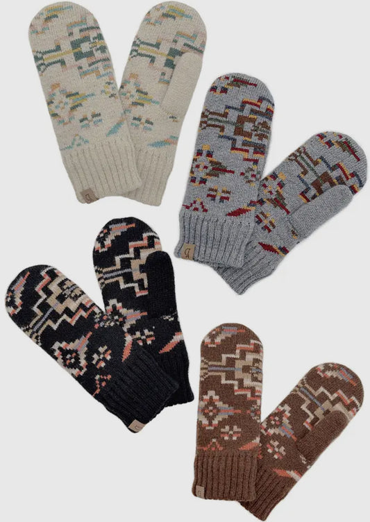 Aztec Mitten with Ribbed Cuff
