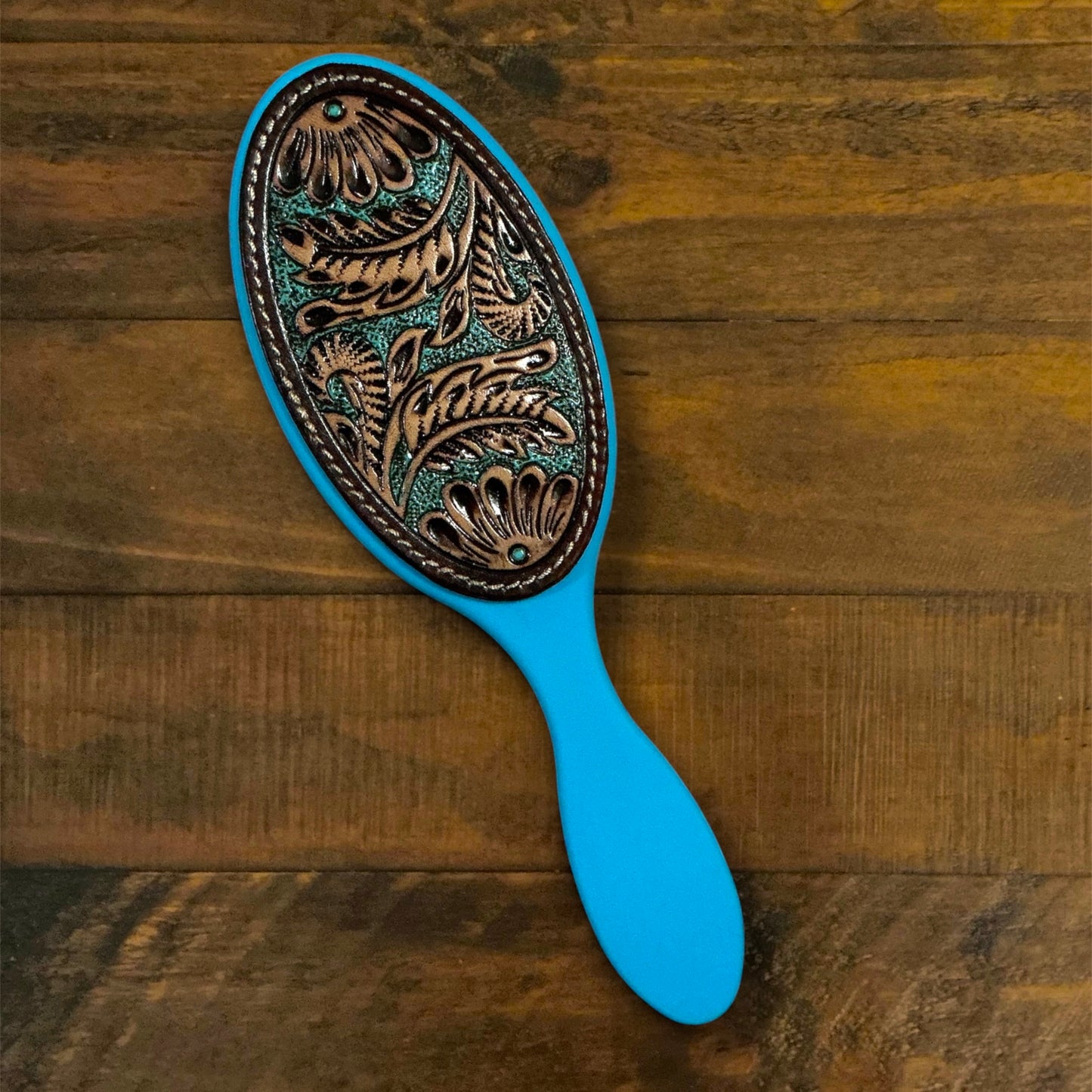 Myra Brand Hairbrushes with Real Tooled Leather
