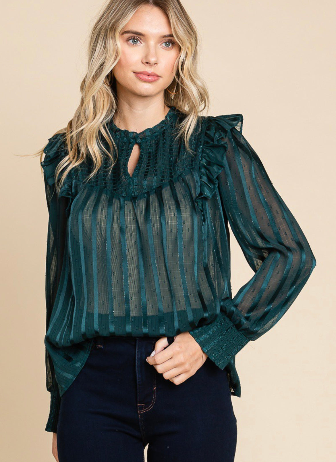 Emerald Green Sheer Top