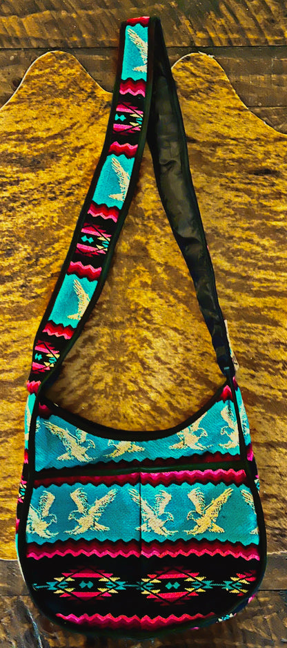 Large Moon Shaped Messenger Bag with Southwest Prints