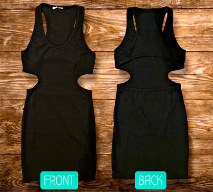 Open Back Bodycon Dress in Beige or Black