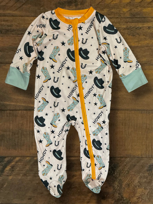 Boy’s Zip Up Romper - Howdy Western Print