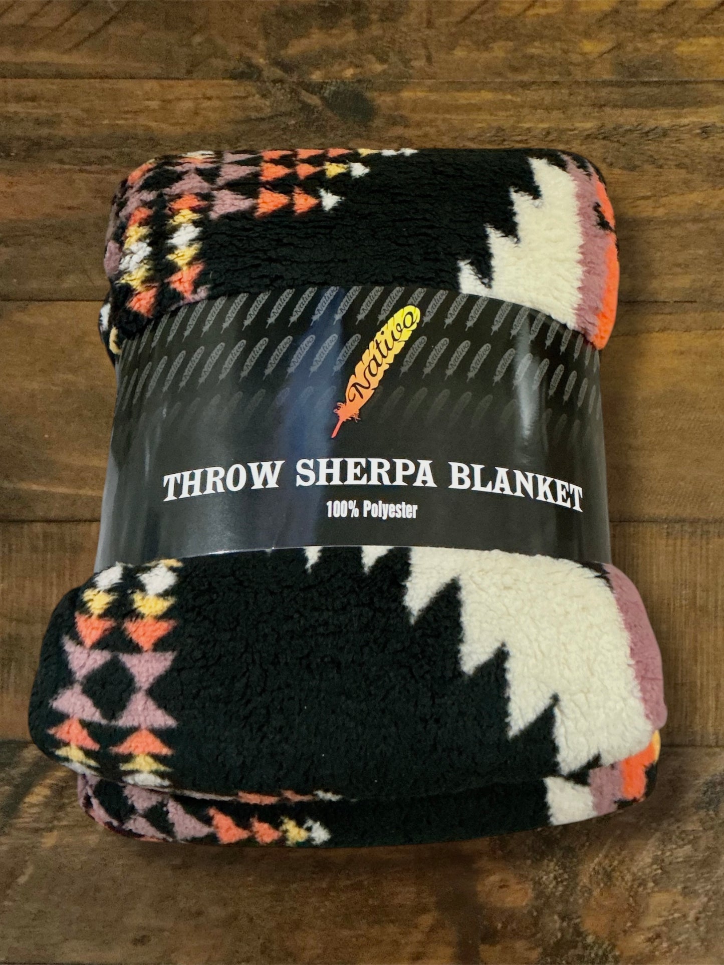 Black Southwest Sherpa Blanket - 72” x 60”