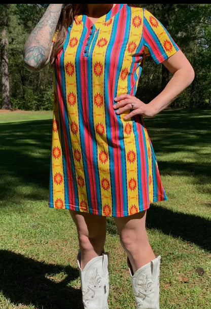 Yellow Serape T-Shirt Dress