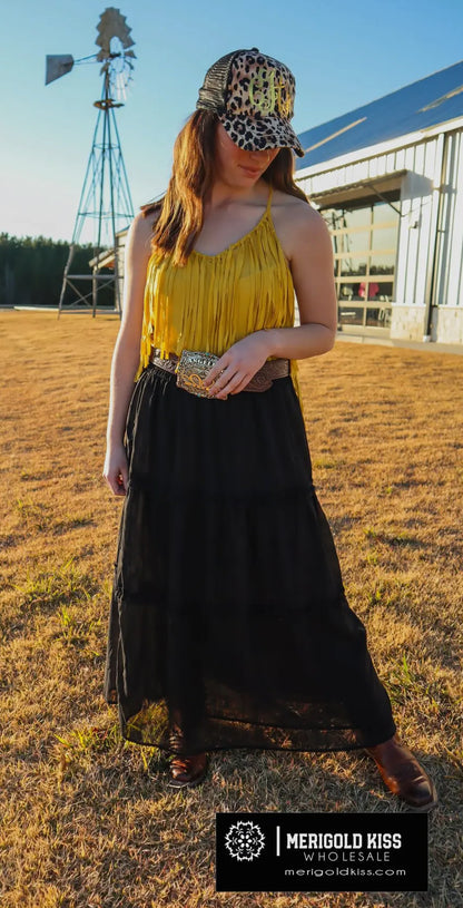 Black Chiffon Maxi Skirt