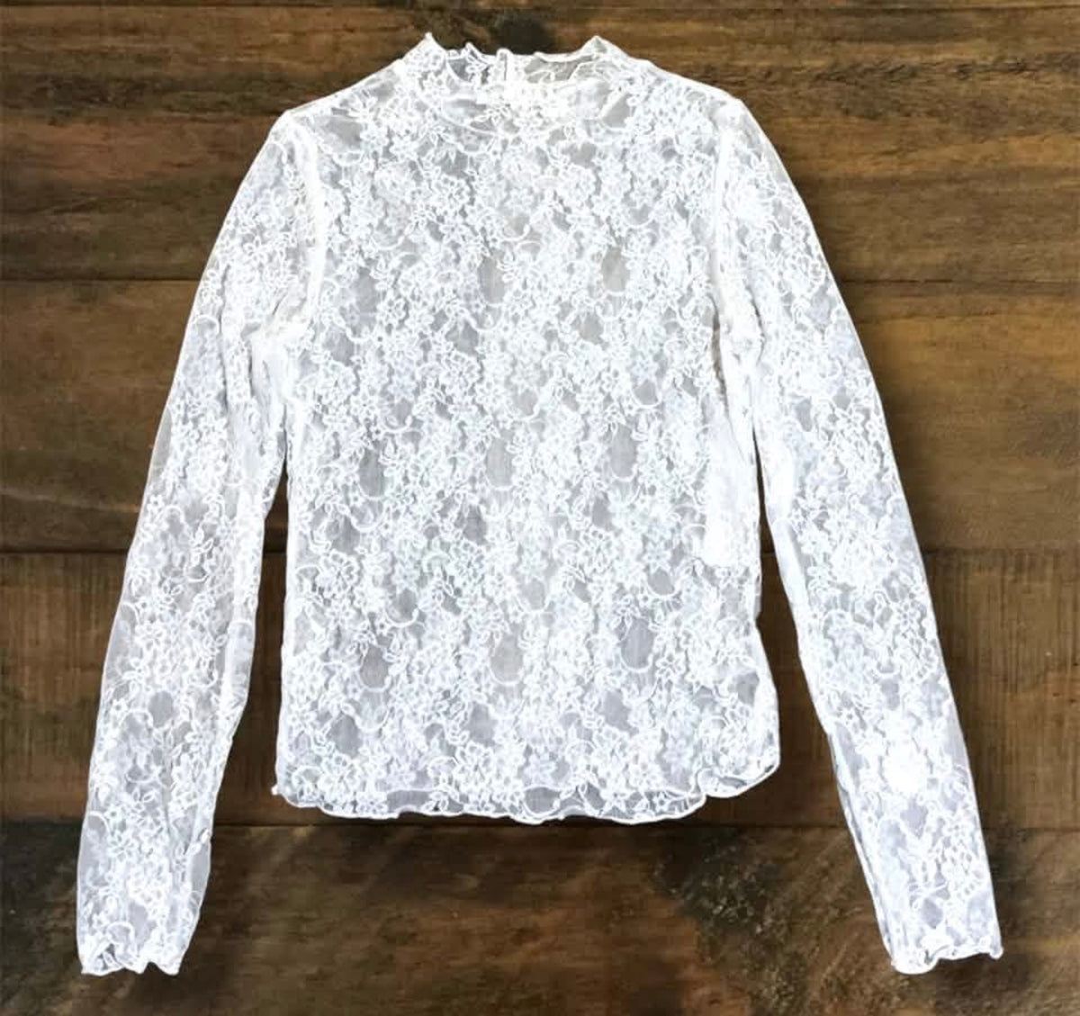 White Lace Long Sleeve Top