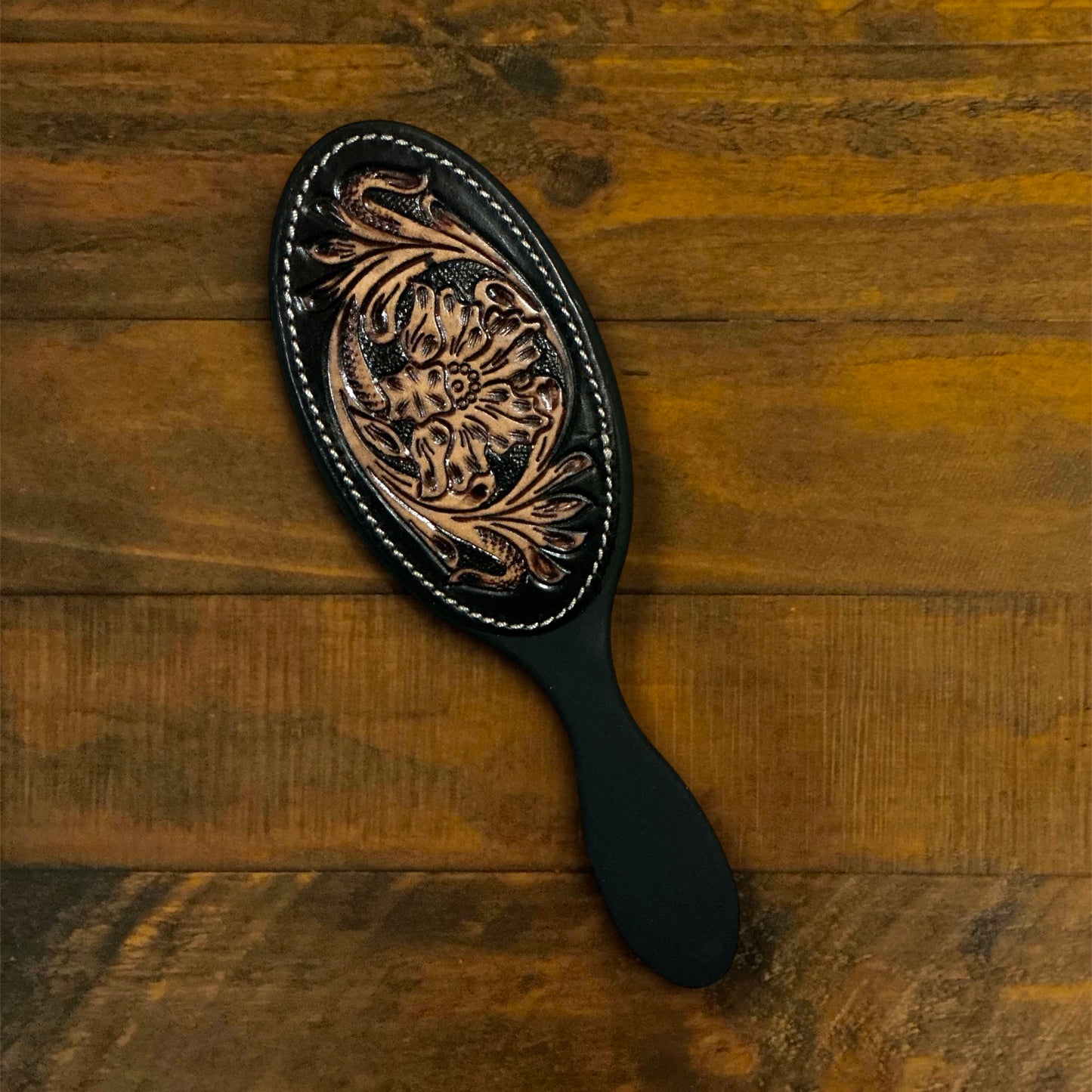 Myra Brand Hairbrushes with Real Tooled Leather