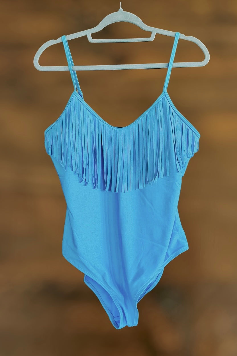 Blue Fringe Swimsuit
