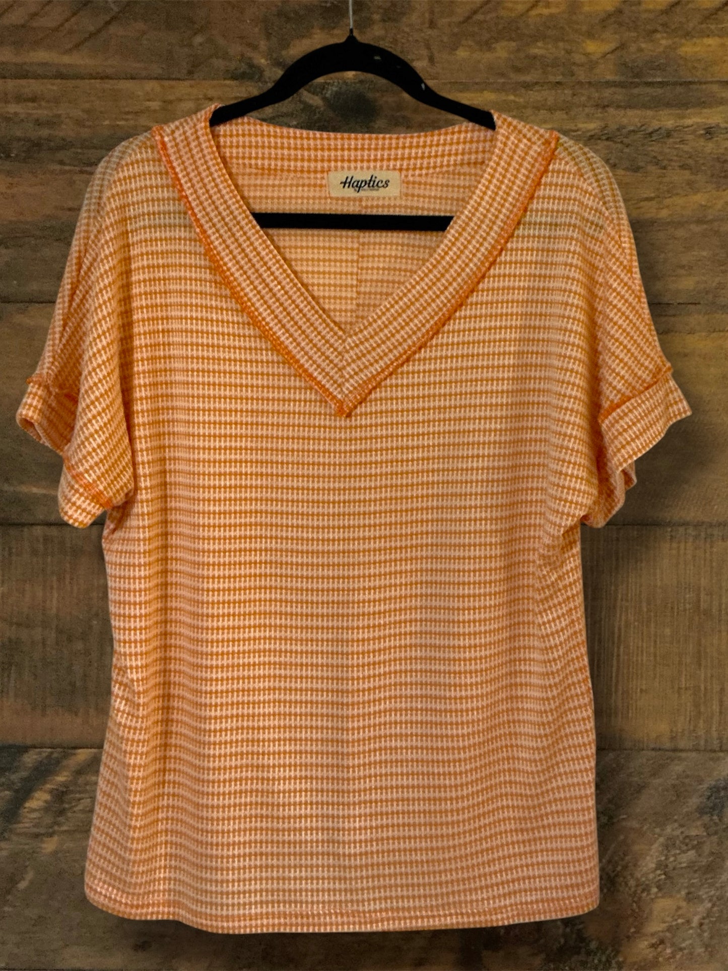 Orange and Cream Short Sleeve Top