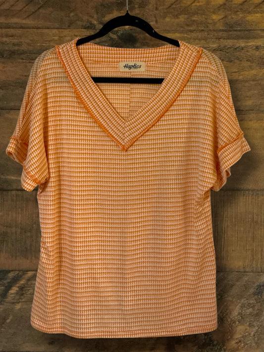 Orange and Cream Short Sleeve Top