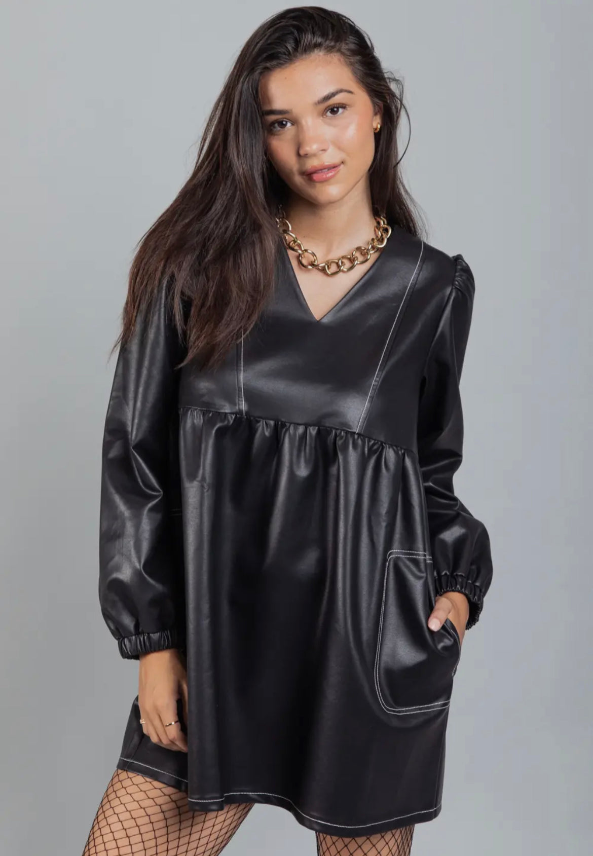 Black Faux Leather Dress