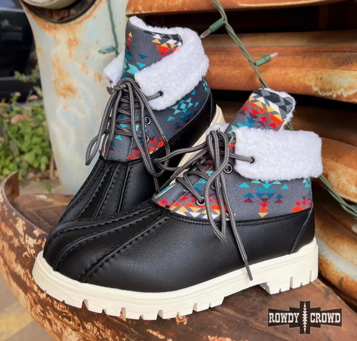 Aztec Print Duck Boots