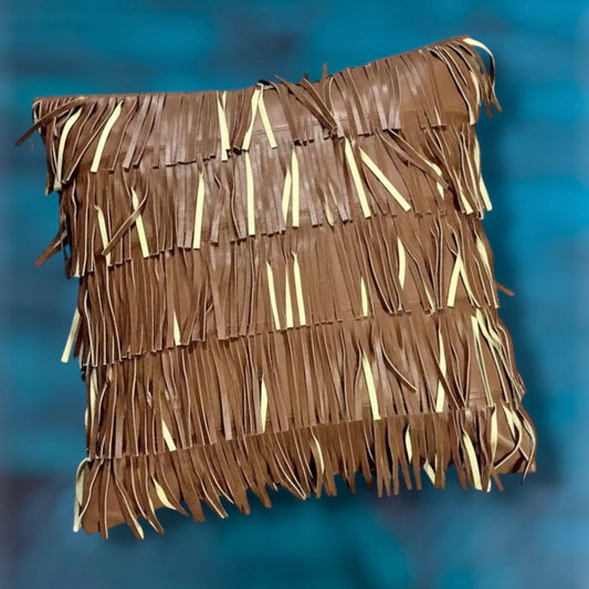 Tan Fringe Pillow Cover