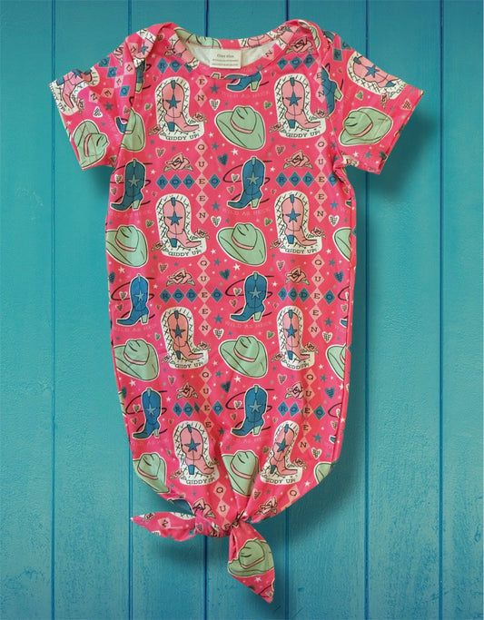 Pink Boots Infant Gown