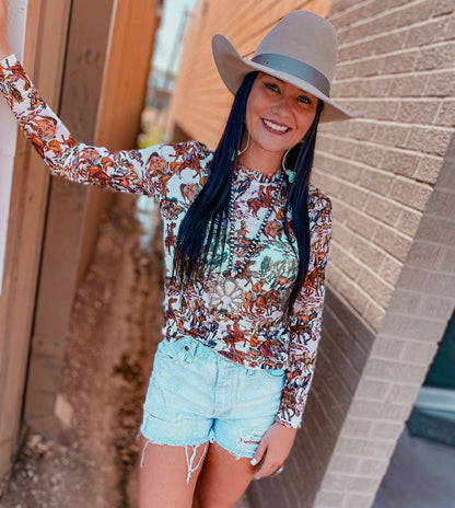 Cowboy Ivory Mesh Top