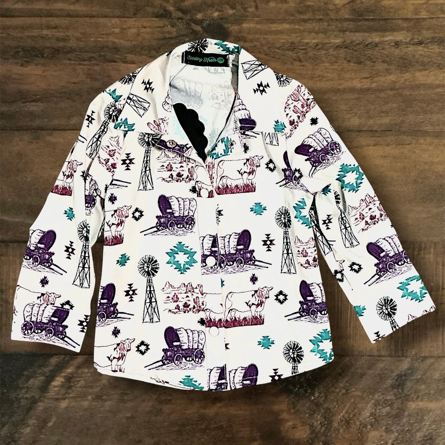 Little Girl’s Chuckwagon/Aztec Print Button Up Top
