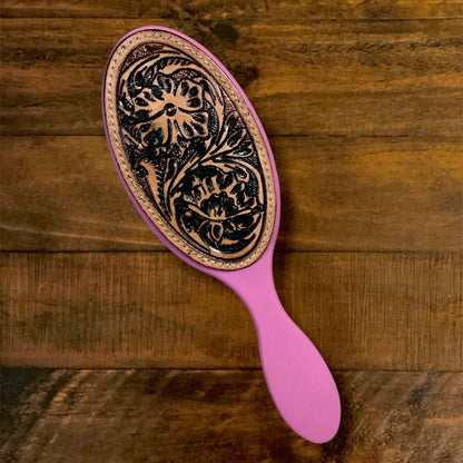 Myra Brand Hairbrushes with Real Tooled Leather