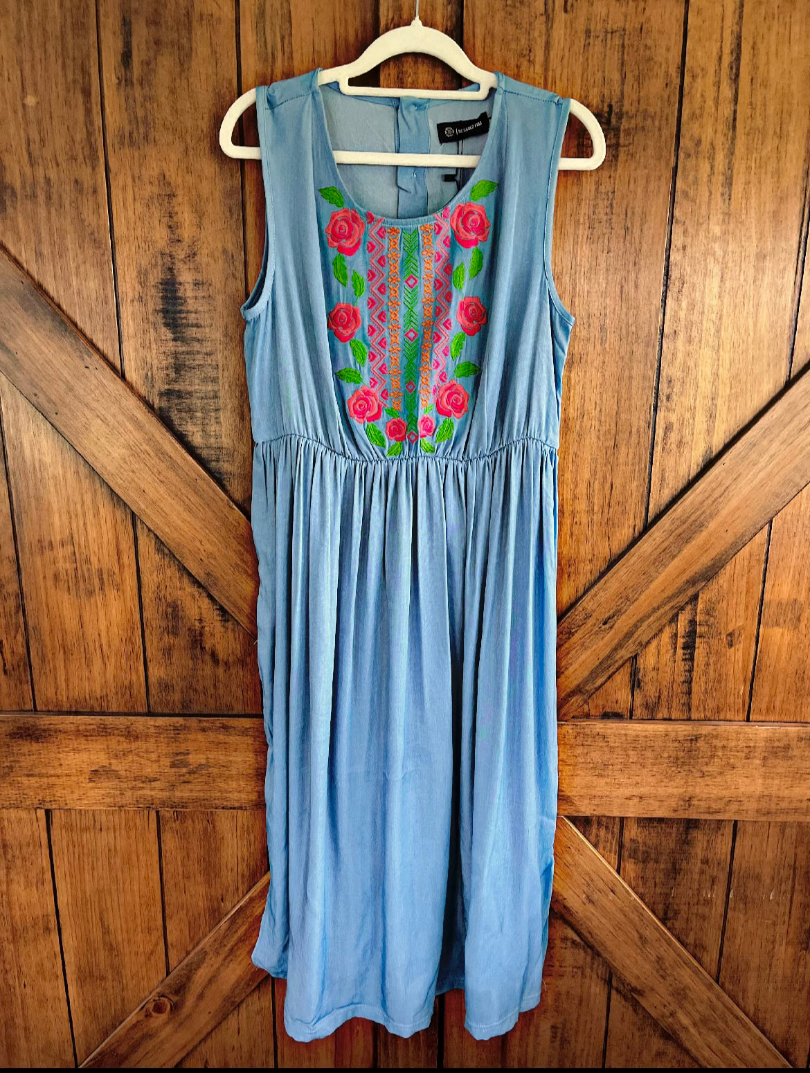 Chambray Embroidered Dress