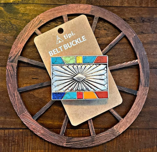 Multi-Colored Stone Belt Buckle