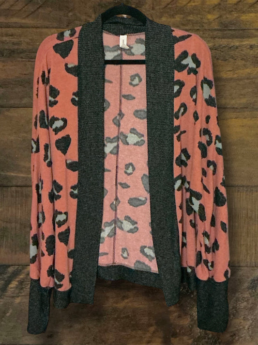 Peach Animal Print Cardigan