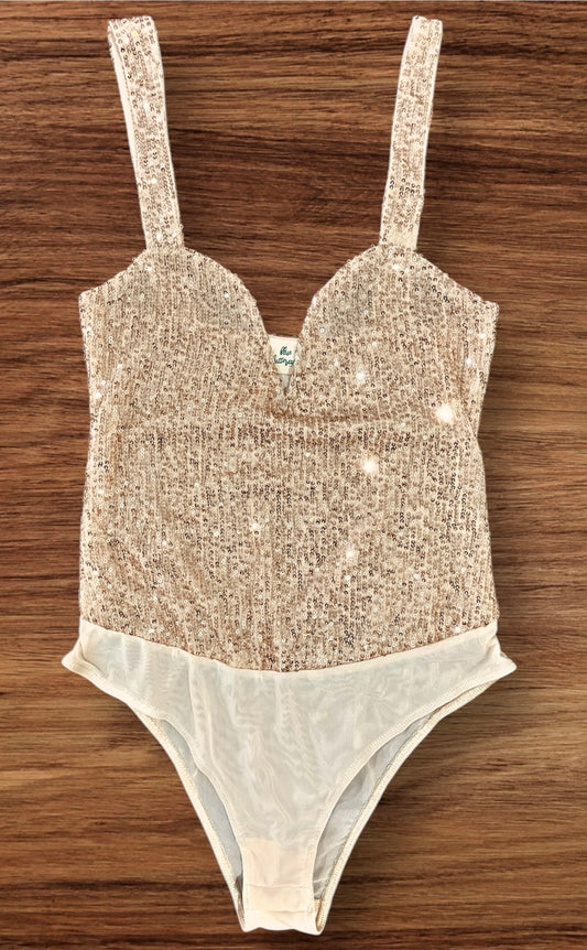 Taupe Sequin Bodysuit