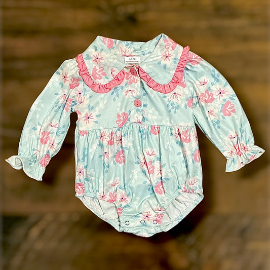 Pink and Blue Floral Onesie