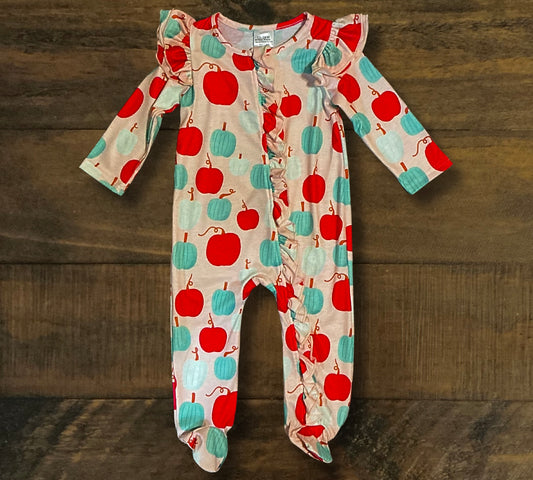 Girl’s Pink and Blue Pumpkin Zip Up Romper