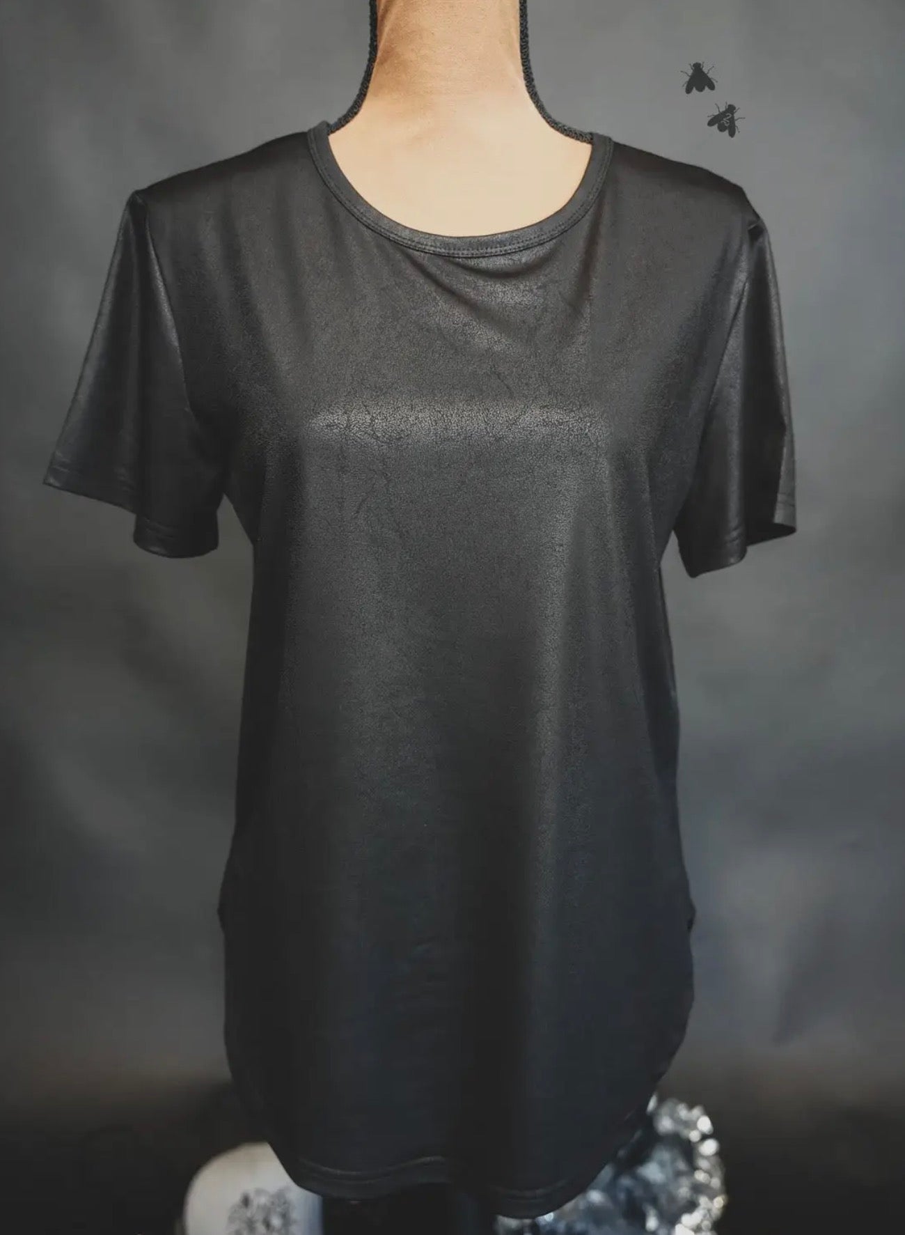 Swanky Faux Leather Black Top