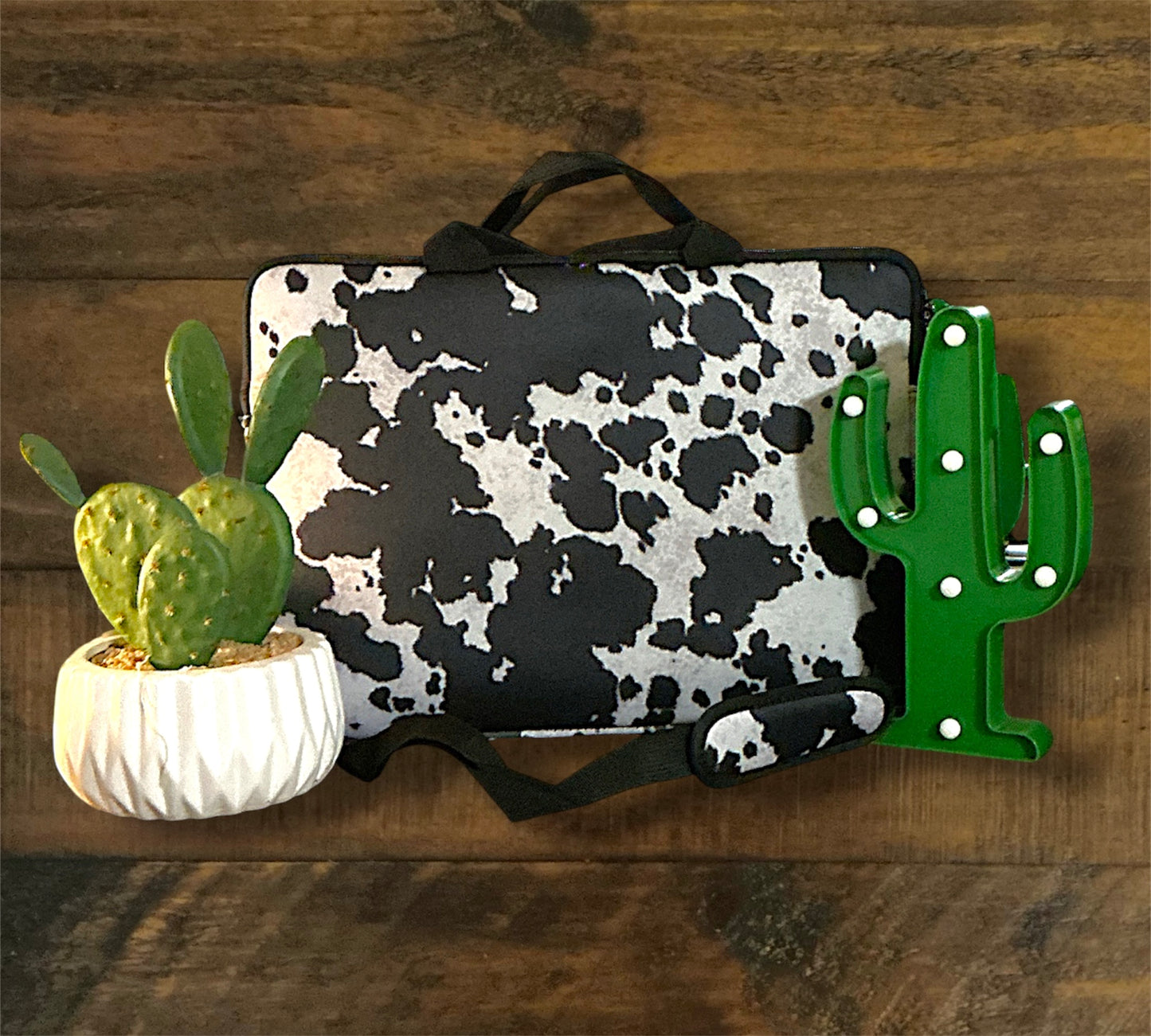 Cow Print Laptop Case with Strap
