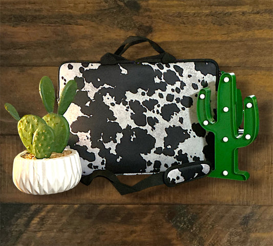 Cow Print Laptop Case with Strap