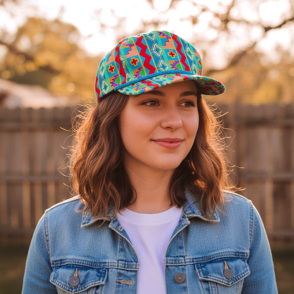 90s Retro Aztec Printed Grandpa Hats