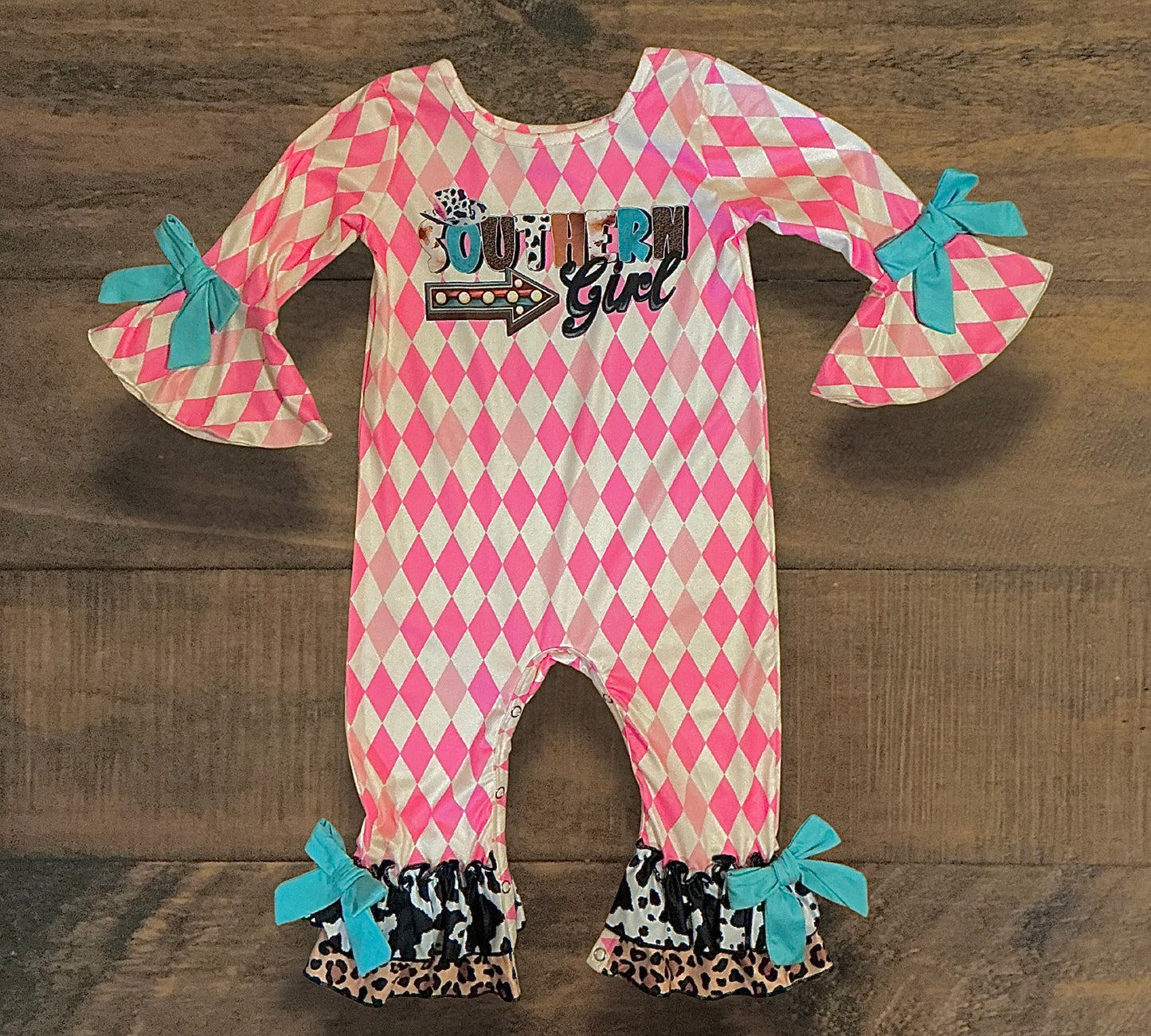 Girl’s Pink Diamond Sourhern Girl Romper