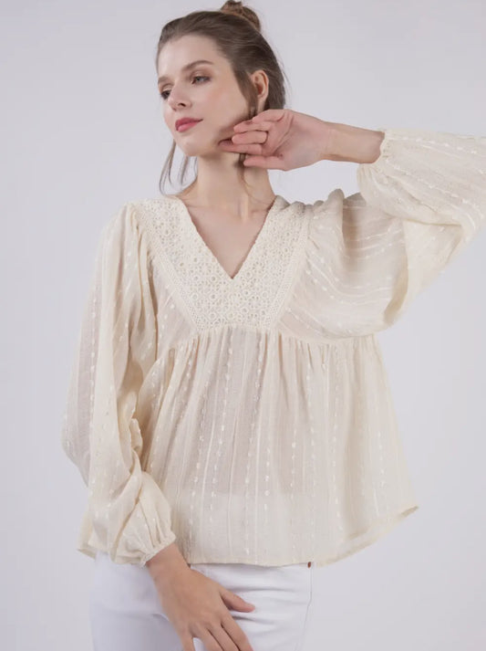 Champagne Top with Puff Sleeved