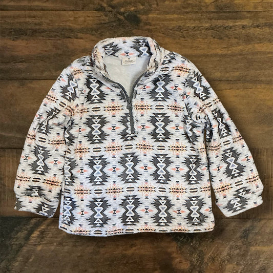 Boy’s White/Gray Aztec Print Pullover