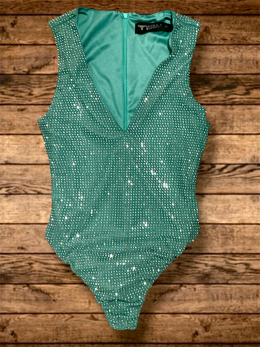 Teal Rhinestone Bodysuit