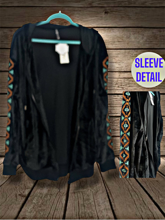 Black Velvet Zip Up Jacket