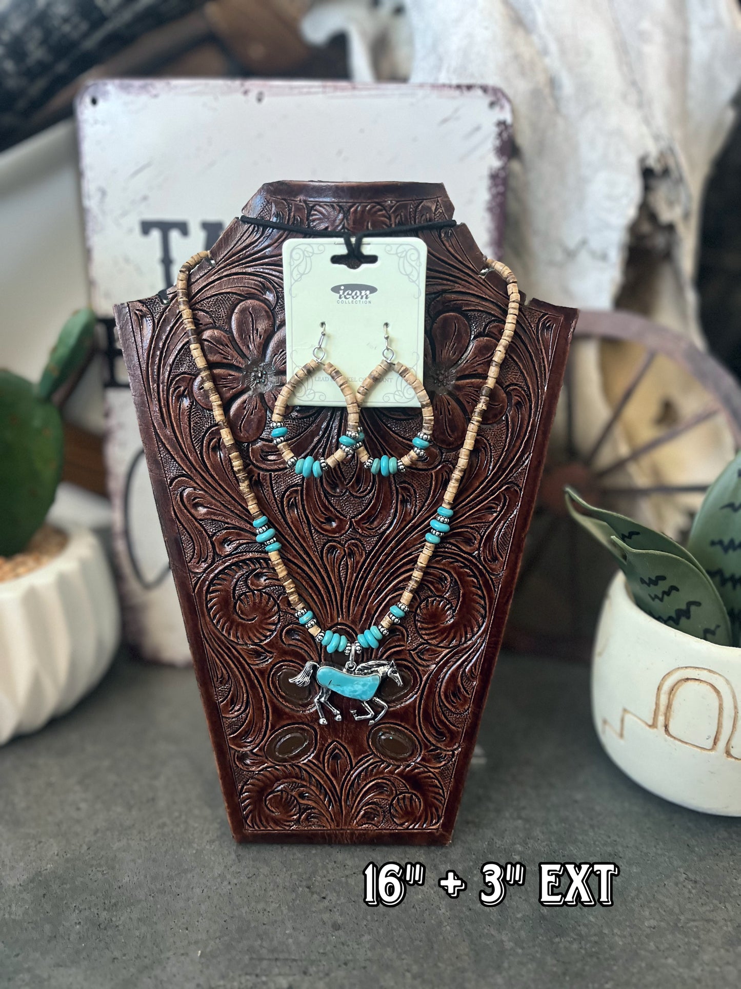Horse Necklace with Matching Earrings