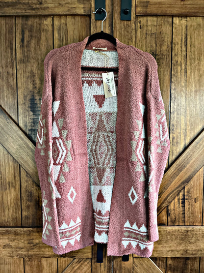 Mauve Aztec Cardigan