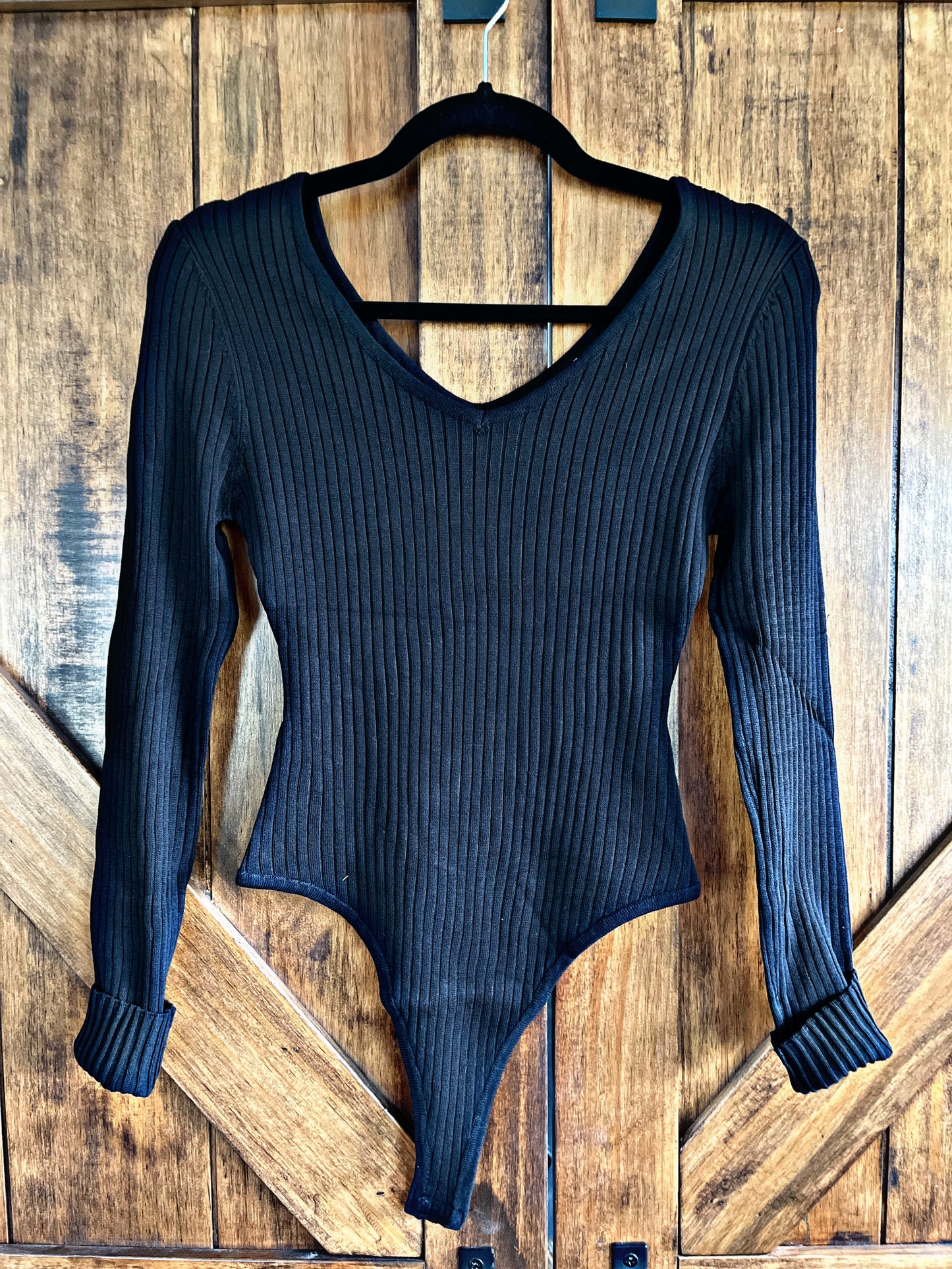 Black Ribbed L/S Bodysuit