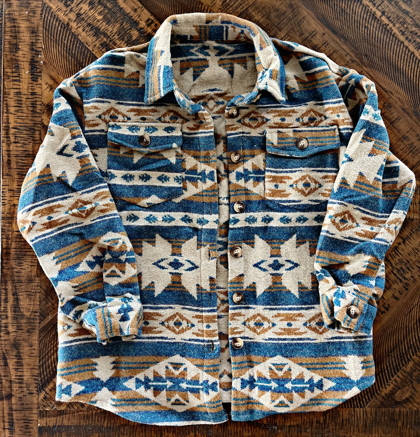 Brown/Blue Aztec Shacket