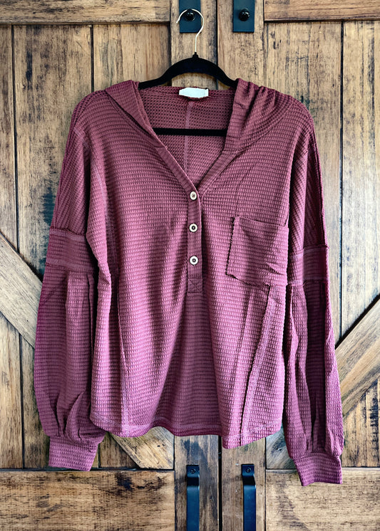 Brick Hooded Waffle Top