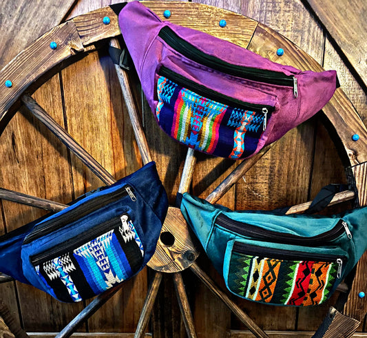 Suede/Southwest Print Fanny Packs