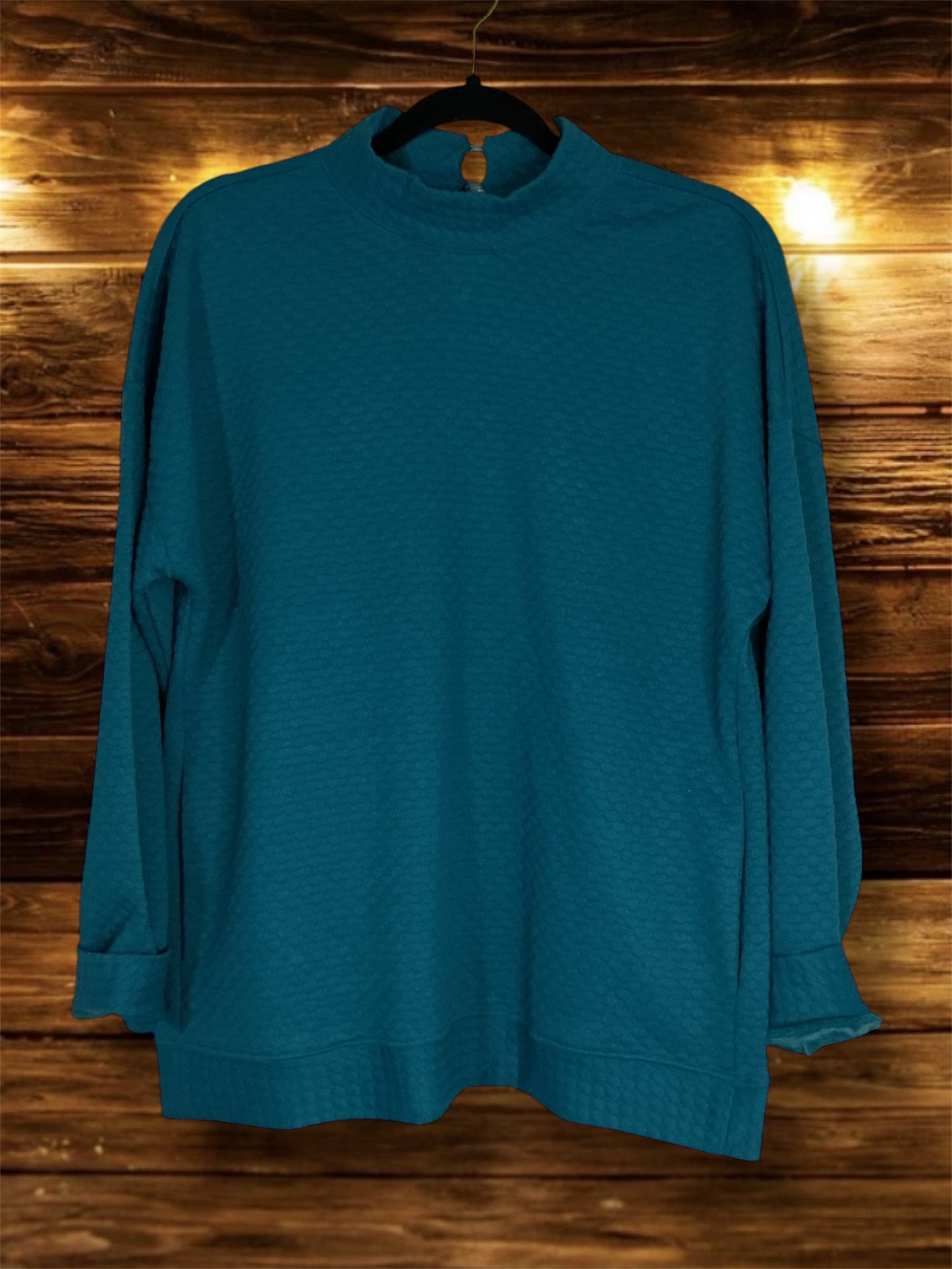 Jade Textured Mock Neck Top
