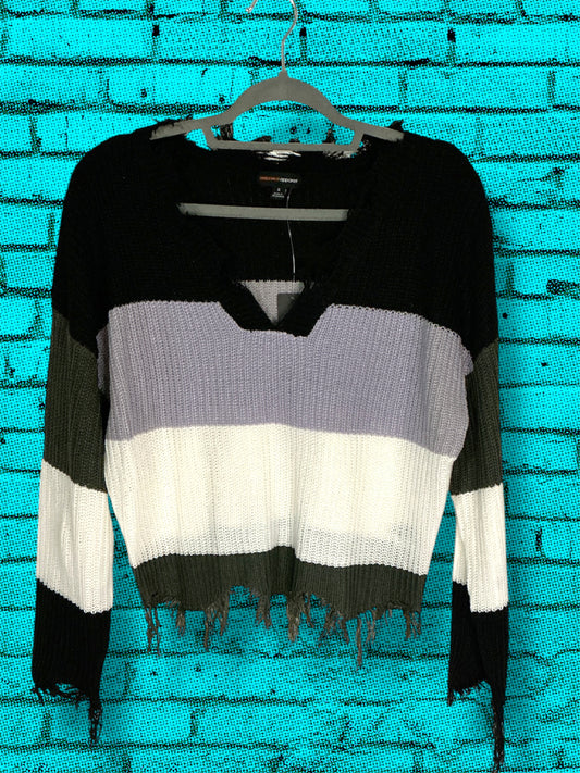 Black/Gray/White Striped Sweater
