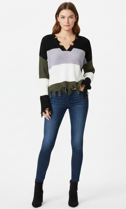 Black/Gray/White Striped Sweater