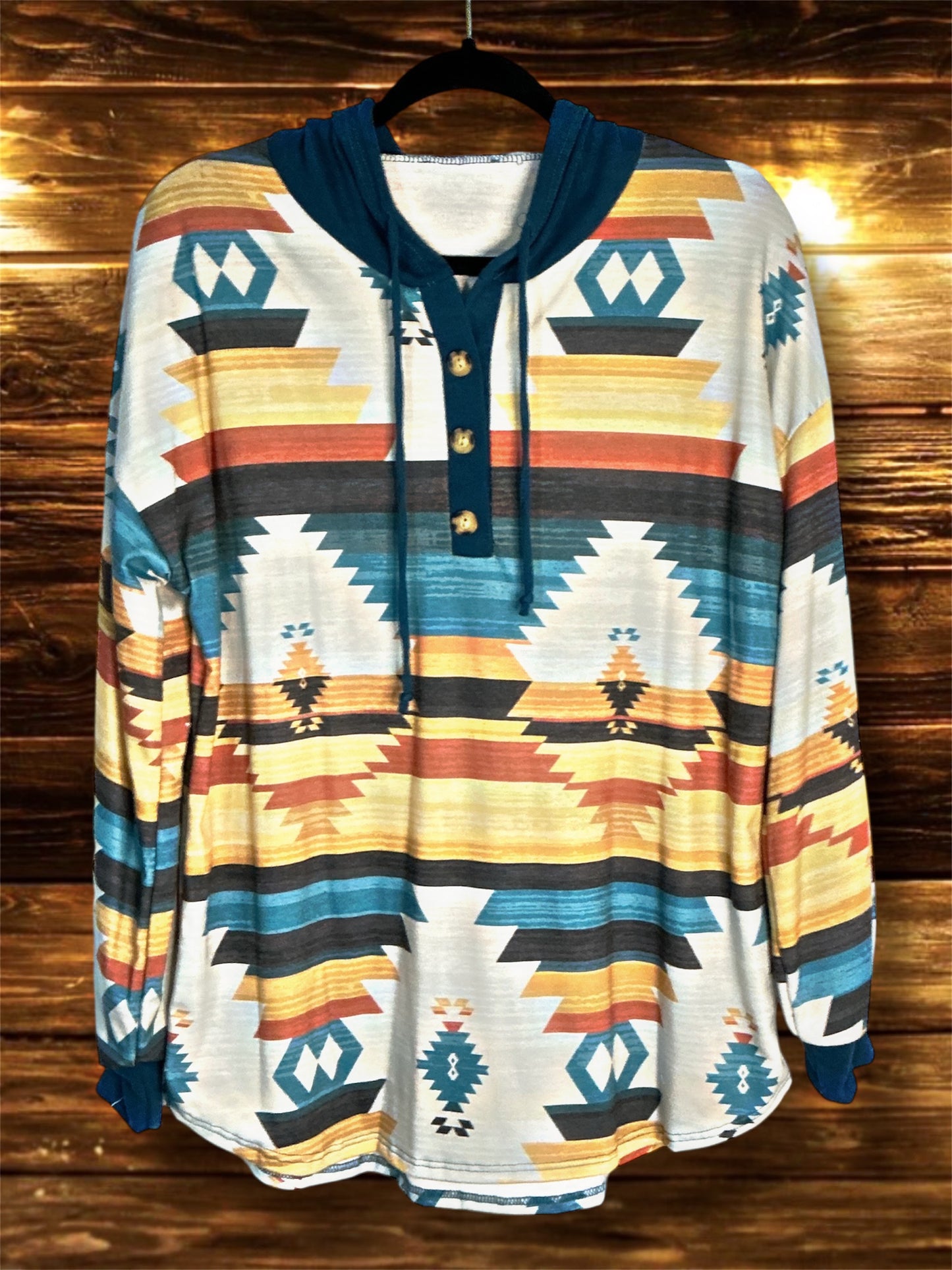 Teal/Aztec Hoodie