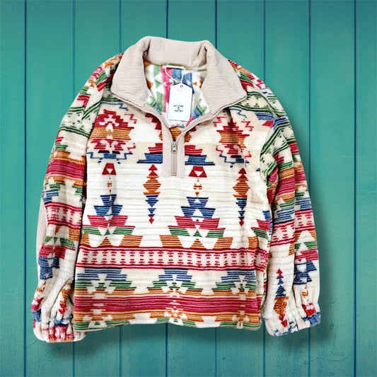Southwest Print Pullover - Pink/Blue/Green